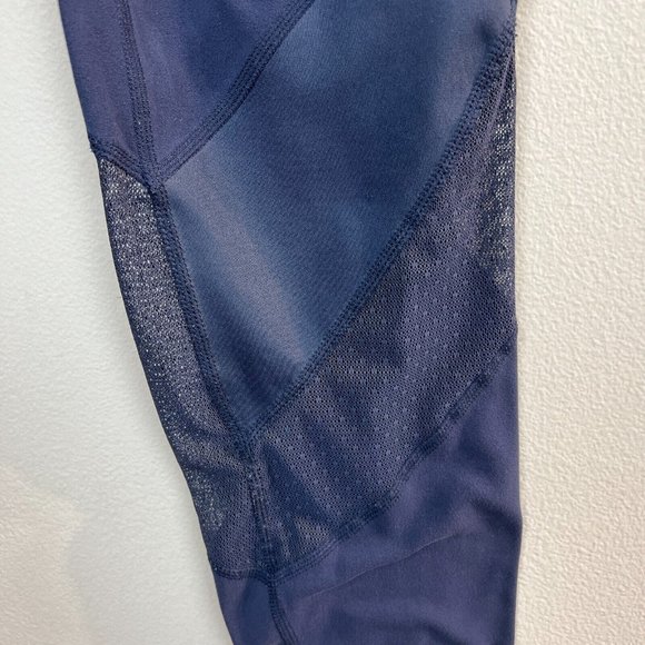 Athleta Mesh Shine Salutation Leggings 7/8‎ Small Womens Navy Blue Active… - Picture 6 of 15